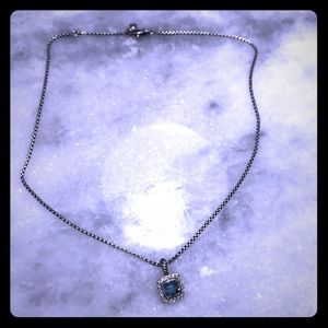 David Yurman diamond and blue topaz necklace